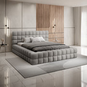 Lit coffre 160x200 sommier inclus Cloud tissu bouclette Gris - vue 2
