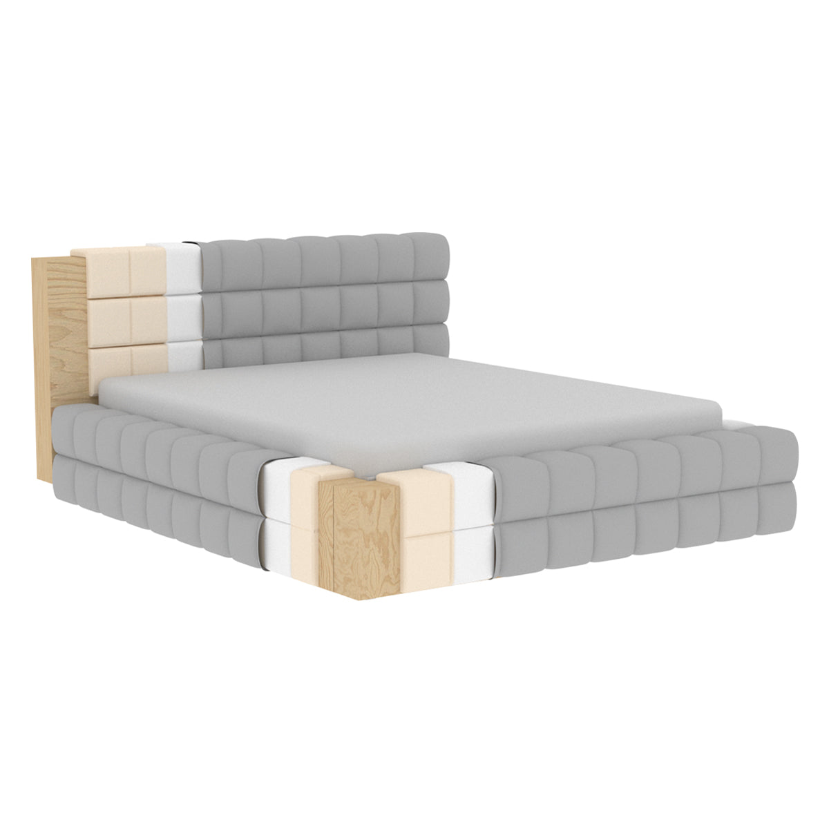 Lit coffre 180x200 sommier inclus Cloud tissu bouclette Gris - vue 7