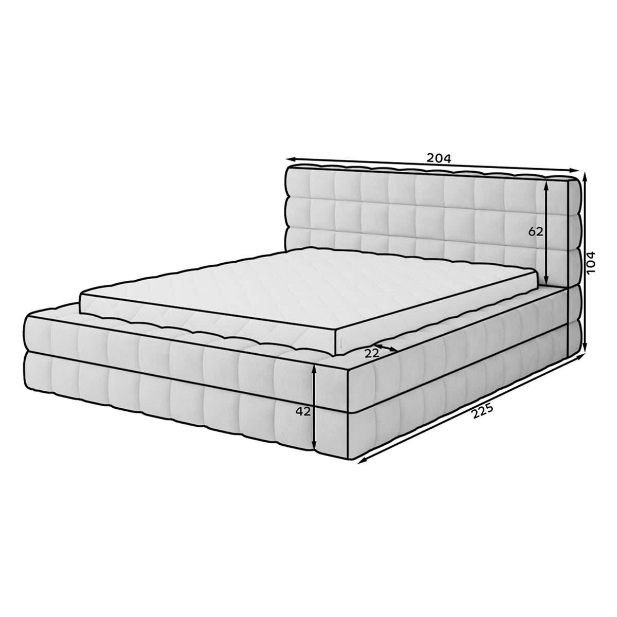 Lit coffre 160x200 sommier inclus Cloud tissu bouclette Beige - vue 8