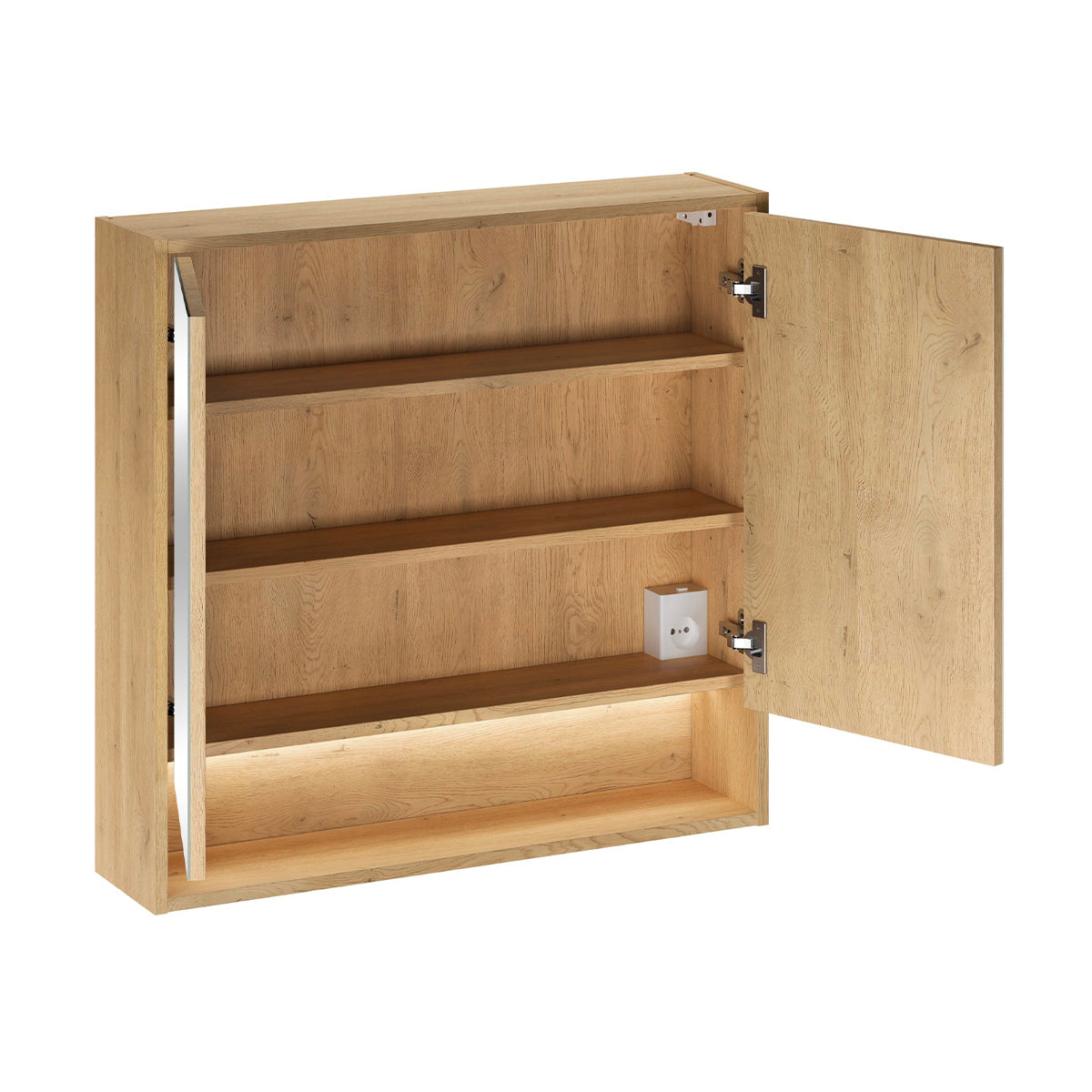 Ensemble meuble simple vasque encastrée 80cm et armoire miroir Edmé Bois - vue 7