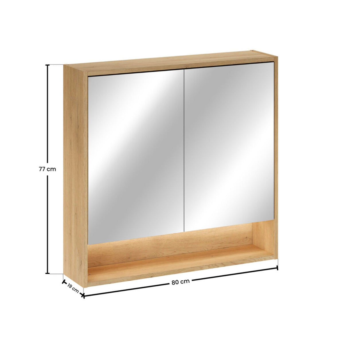 Ensemble meuble simple vasque encastrée 80cm colonne et armoire miroir Edmé Bois - vue 13