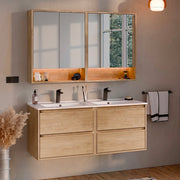 Ensemble meuble double vasque encastrée 120cm et armoires miroir Edmé Bois