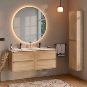 Ensemble meuble double vasque encastrée 120cm et colonne Edmé Bois