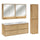 Ensemble meuble double vasque encastrée 120cm colonne et armoires miroir Edmé Bois