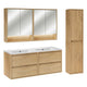 Ensemble meuble double vasque encastrée 120cm colonne et armoires miroir Edmé Bois