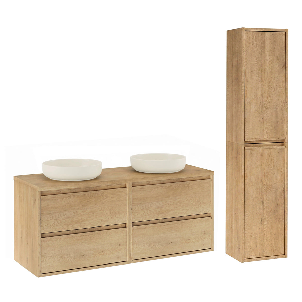 Ensemble meuble double vasque 120cm et colonne Edmé Bois - vue 2