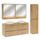 Ensemble meuble double vasque 120cm colonne et armoires miroir Edmé Bois