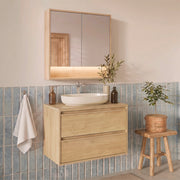 Ensemble meuble simple vasque 80cm et armoire miroir Edmé Bois