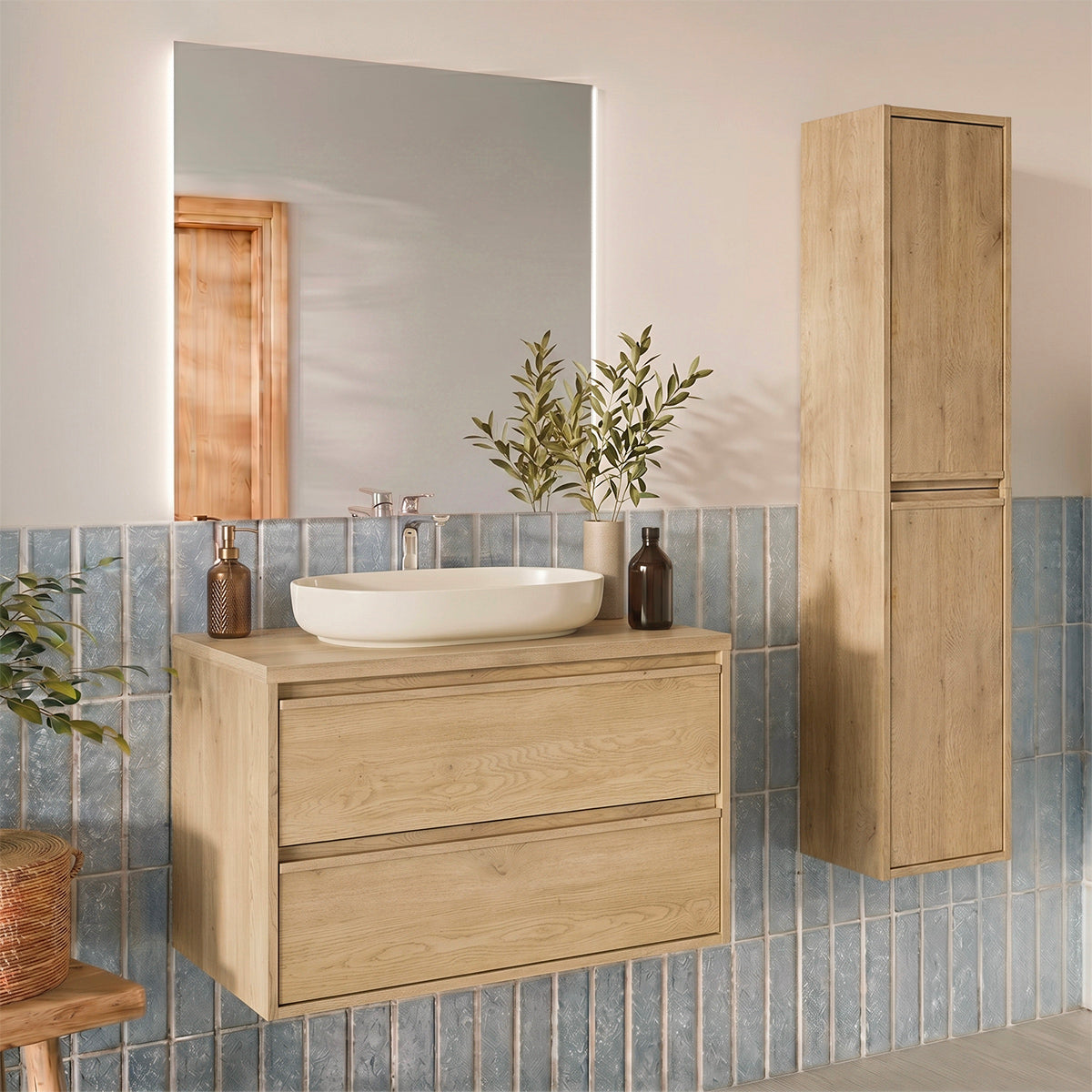 Meuble sous-vasque 80cm plan de toilette Edmé Bois - vue 4
