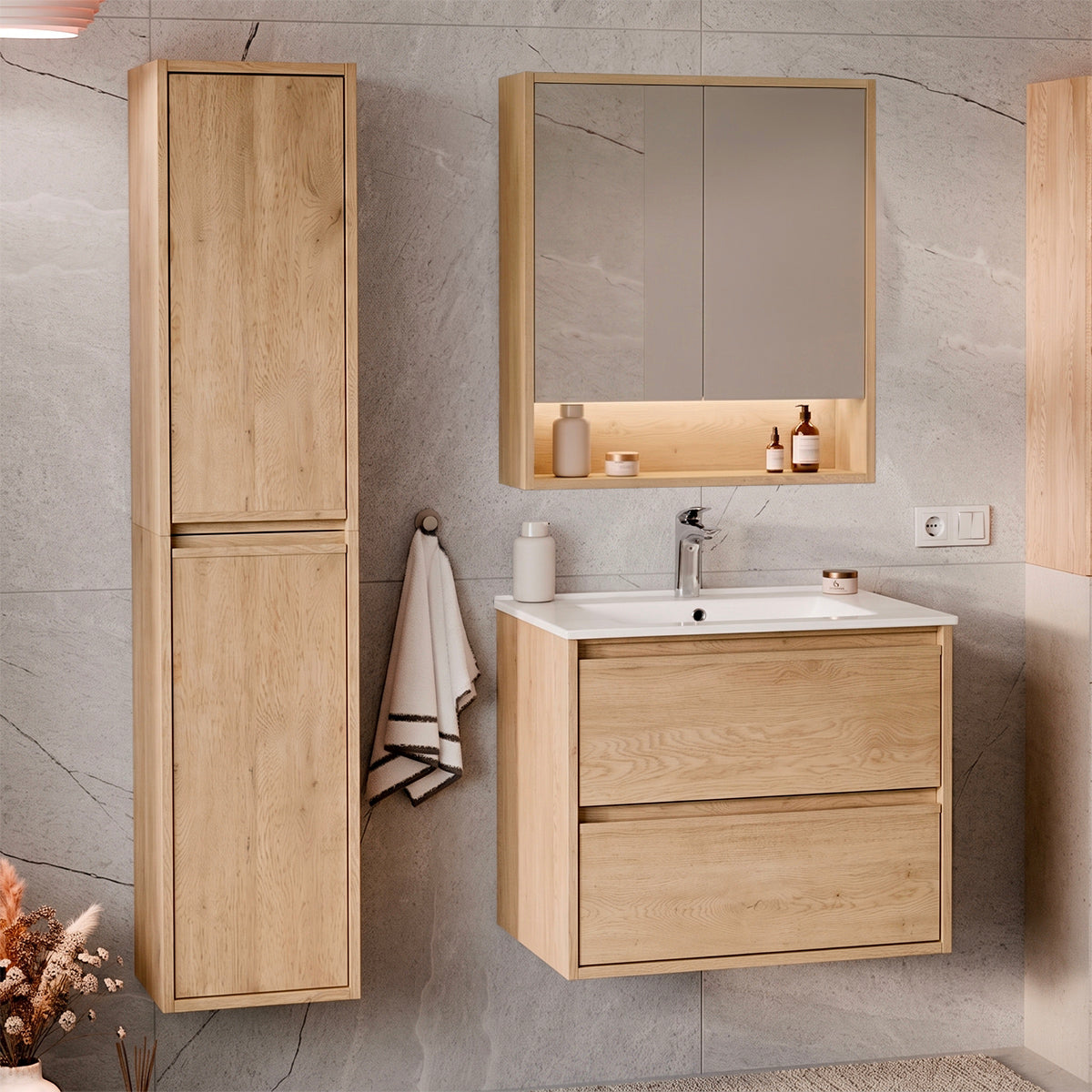 Miroir armoire murale 2 portes 60cm Edmé Bois - vue 5