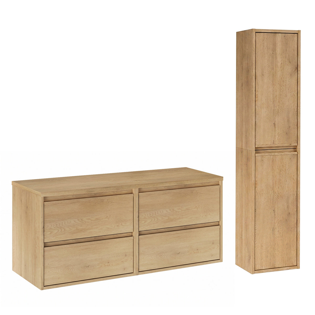 Ensemble meuble sous-vasque 120cm et colonne Edmé Bois