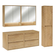 Ensemble meuble sous-vasque 120cm colonne et armoires miroir Edmé Bois