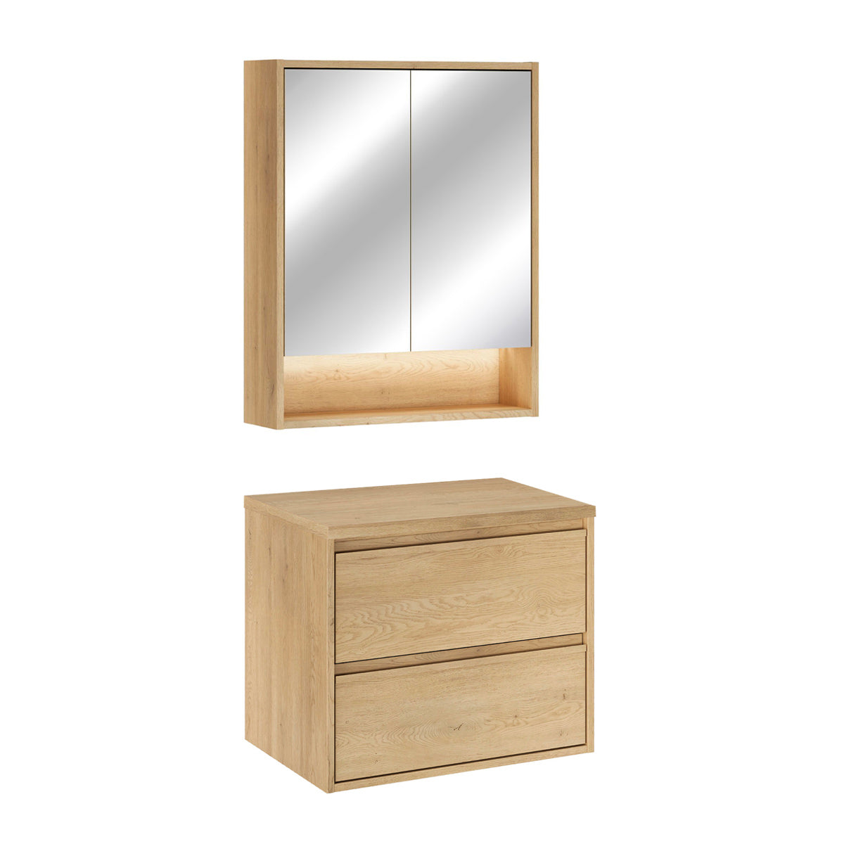 Ensemble meuble sous-vasque 60cm et armoire miroir Edmé Bois