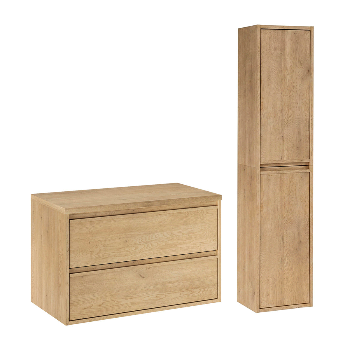 Ensemble meuble sous-vasque 80cm et colonne Edmé Bois
