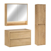 Ensemble meuble sous-vasque 80cm colonne et armoire miroir Edmé Bois