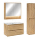 Ensemble meuble simple vasque encastrée 80cm colonne et armoire miroir Edmé Bois