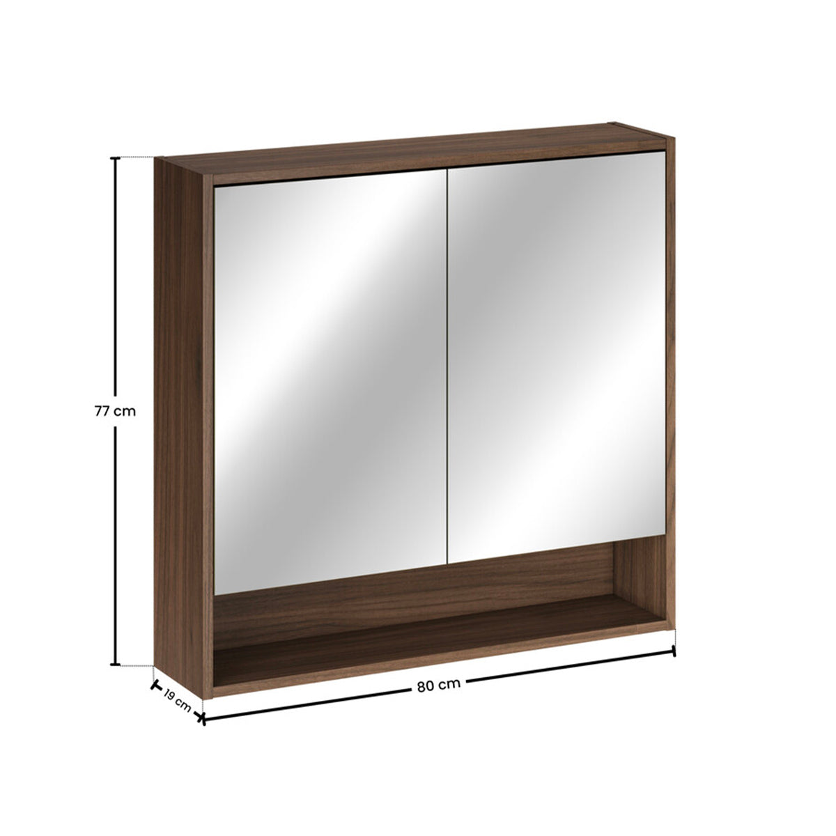 Ensemble meuble simple vasque encastrée 80cm et armoire miroir Edmé Bois foncé - vue 10