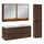 Ensemble meuble double vasque encastrée 120cm colonne et armoires miroir Edmé Bois foncé