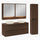 Ensemble meuble double vasque 120cm colonne et armoires miroir Edmé Bois foncé