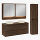 Ensemble meuble double vasque 120cm colonne et armoires miroir Edmé Bois foncé