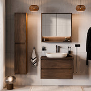 Ensemble meuble simple vasque 80cm colonne et armoire miroir Edmé Bois foncé