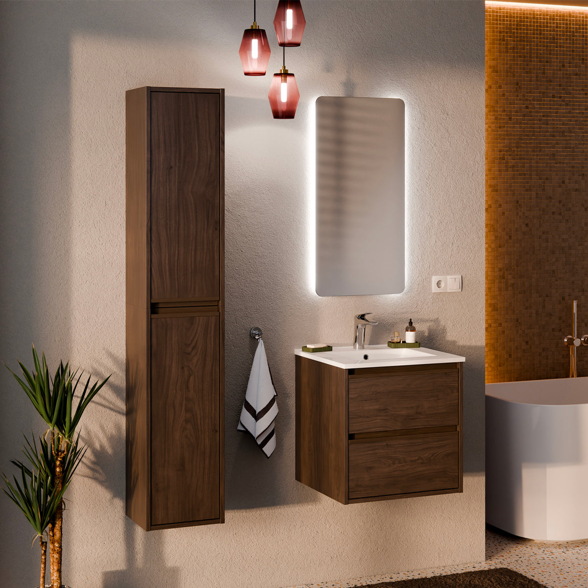 Meuble sous-vasque 50cm Edmé Bois foncé - vue 5