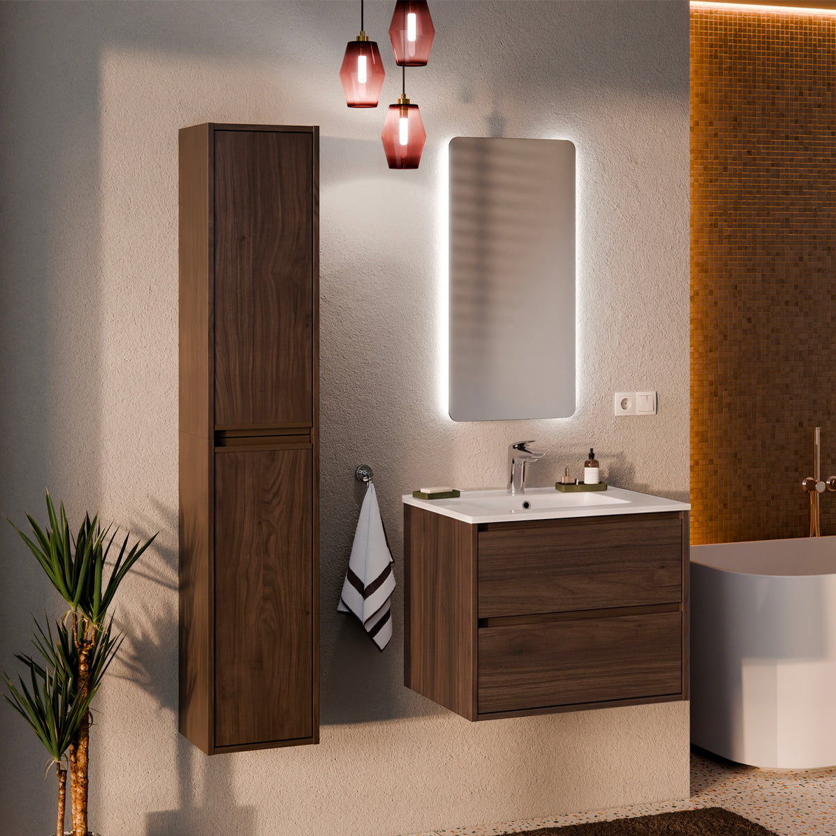 Meuble sous-vasque 60cm Edmé Bois foncé - vue 5