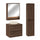 Ensemble meuble simple vasque 60cm colonne et armoire miroir Edmé Bois foncé