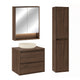Ensemble meuble simple vasque 60cm colonne et armoire miroir Edmé Bois foncé