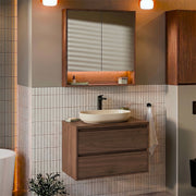 Ensemble meuble simple vasque 80cm et armoire miroir Edmé Bois foncé