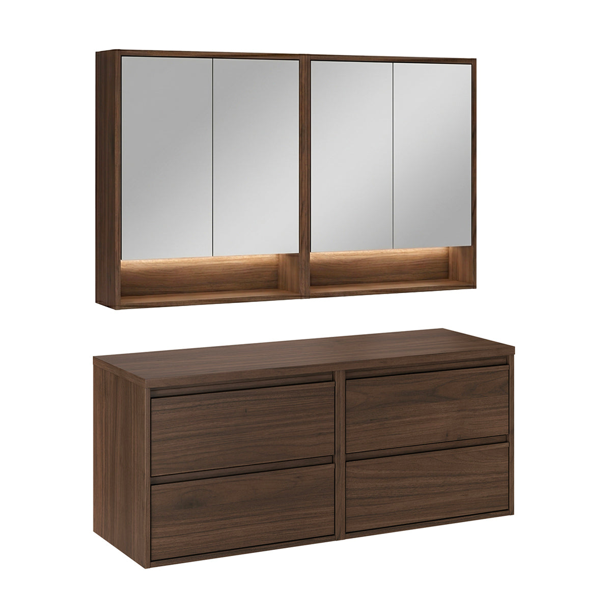 Ensemble meuble sous-vasque 120cm et armoires miroir Edmé Bois foncé