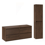 Ensemble meuble sous-vasque 120cm et colonne Edmé Bois foncé