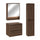 Ensemble meuble sous-vasque 60cm colonne et armoire miroir Edmé Bois foncé