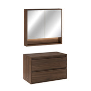 Ensemble meuble sous-vasque 80cm et armoire miroir Edmé Bois foncé