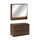 Ensemble meuble sous-vasque 80cm et armoire miroir Edmé Bois foncé