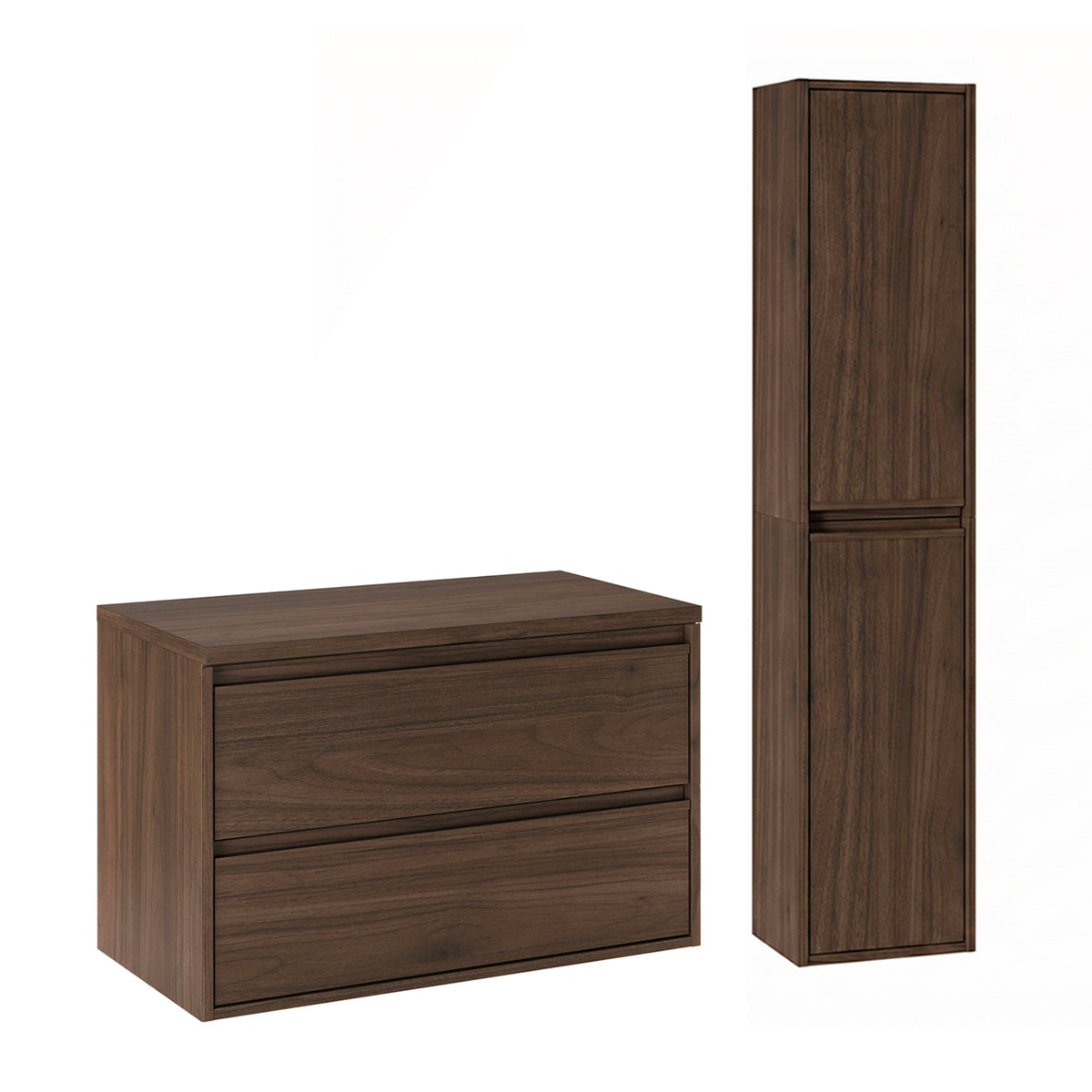 Ensemble meuble sous-vasque 80cm et colonne Edmé Bois foncé