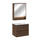Ensemble meuble simple vasque encastrée 60cm et armoire miroir Edmé Bois foncé