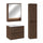 Ensemble meuble simple vasque encastrée 60cm colonne et armoire miroir Edmé Bois foncé