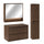 Ensemble meuble sous-vasque 80cm colonne et armoire miroir Edmé Bois foncé