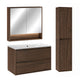 Ensemble meuble simple vasque encastrée 80cm colonne et armoire miroir Edmé Bois foncé