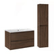 Ensemble meuble simple vasque encastrée 80cm et colonne Edmé Bois foncé