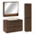 Ensemble meuble simple vasque 80cm colonne et armoire miroir Edmé Bois foncé