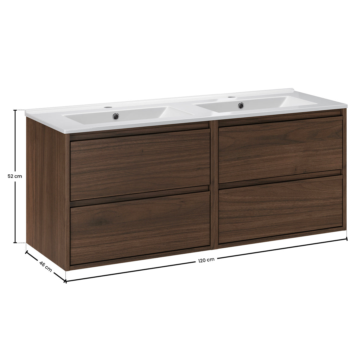 Meuble double vasque encastrée 120cm Edmé Bois foncé - vue 6