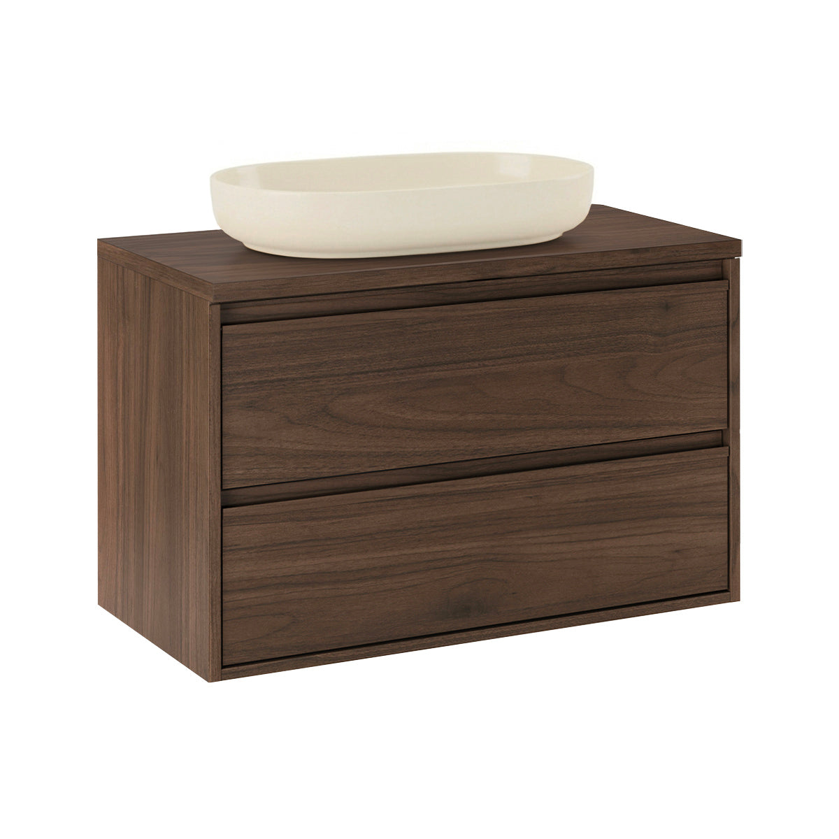 Ensemble meuble simple vasque 80cm colonne et armoire miroir Edmé Bois foncé - vue 3