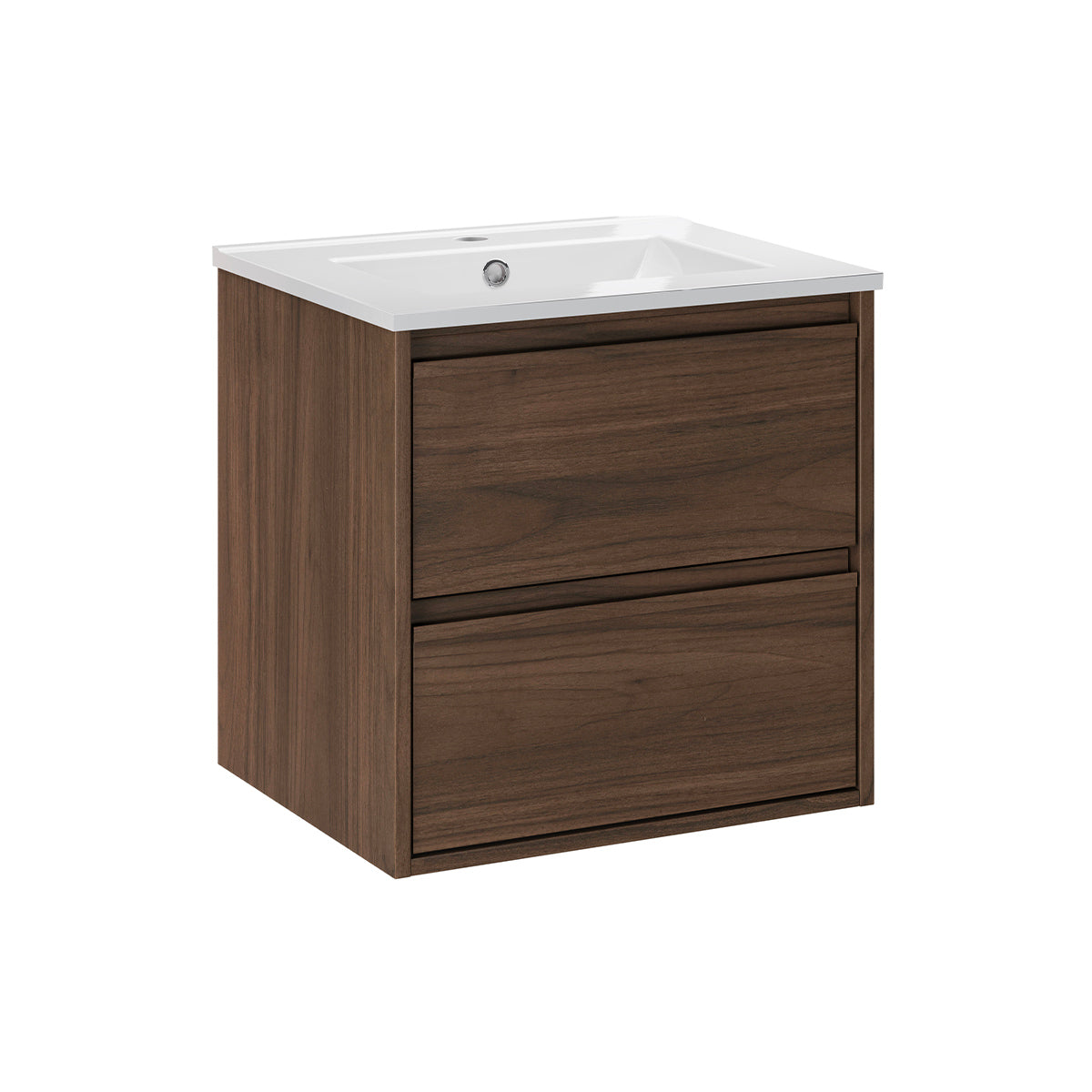 Meuble simple vasque encastrée 50cm Edmé Bois foncé