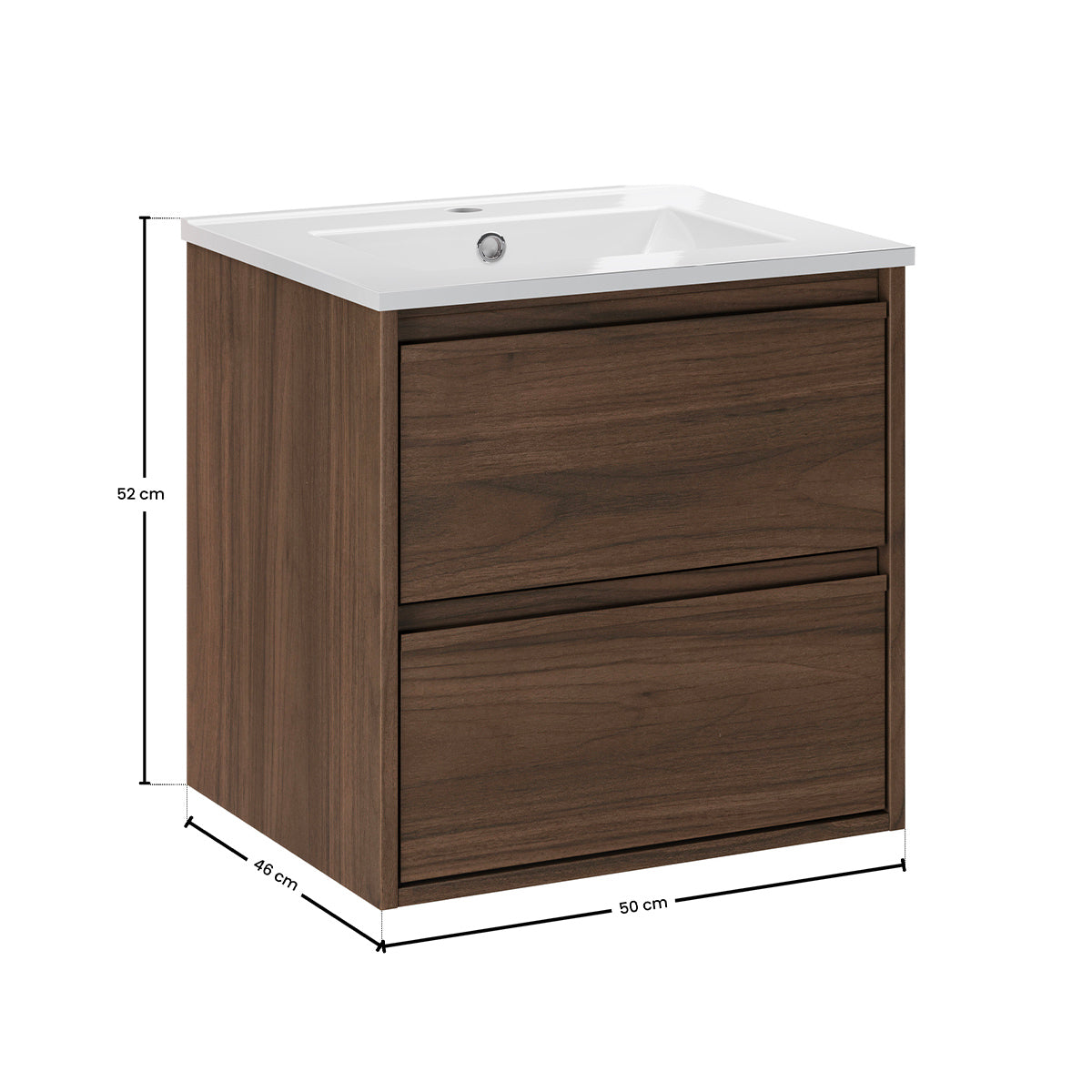 Meuble simple vasque encastrée 50cm Edmé Bois foncé - vue 7