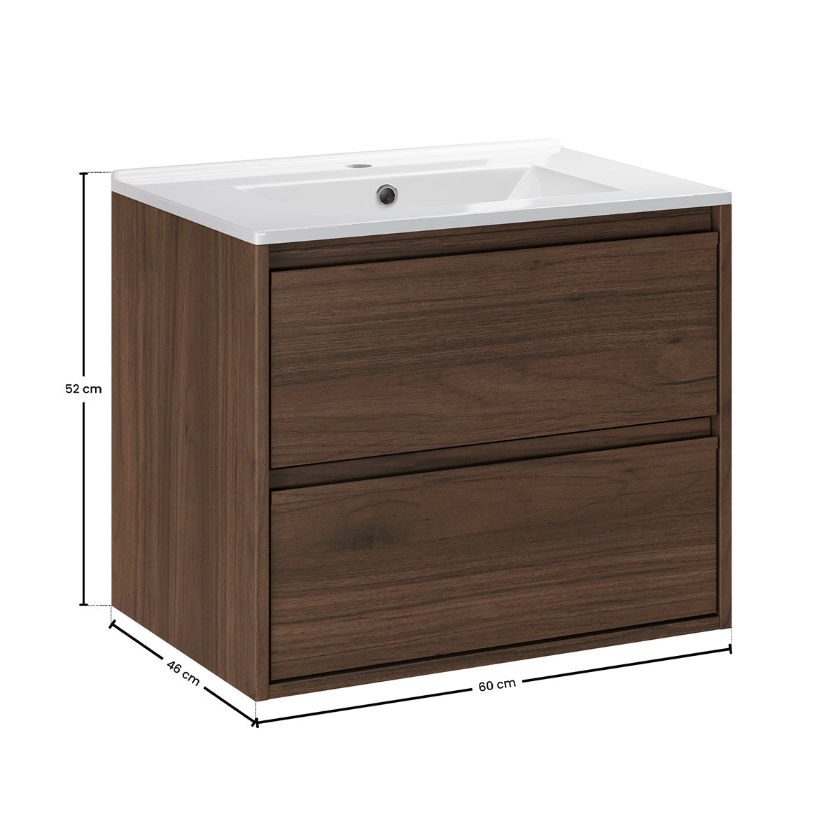 Ensemble meuble simple vasque encastrée 60cm et colonne Edmé Bois foncé - vue 9