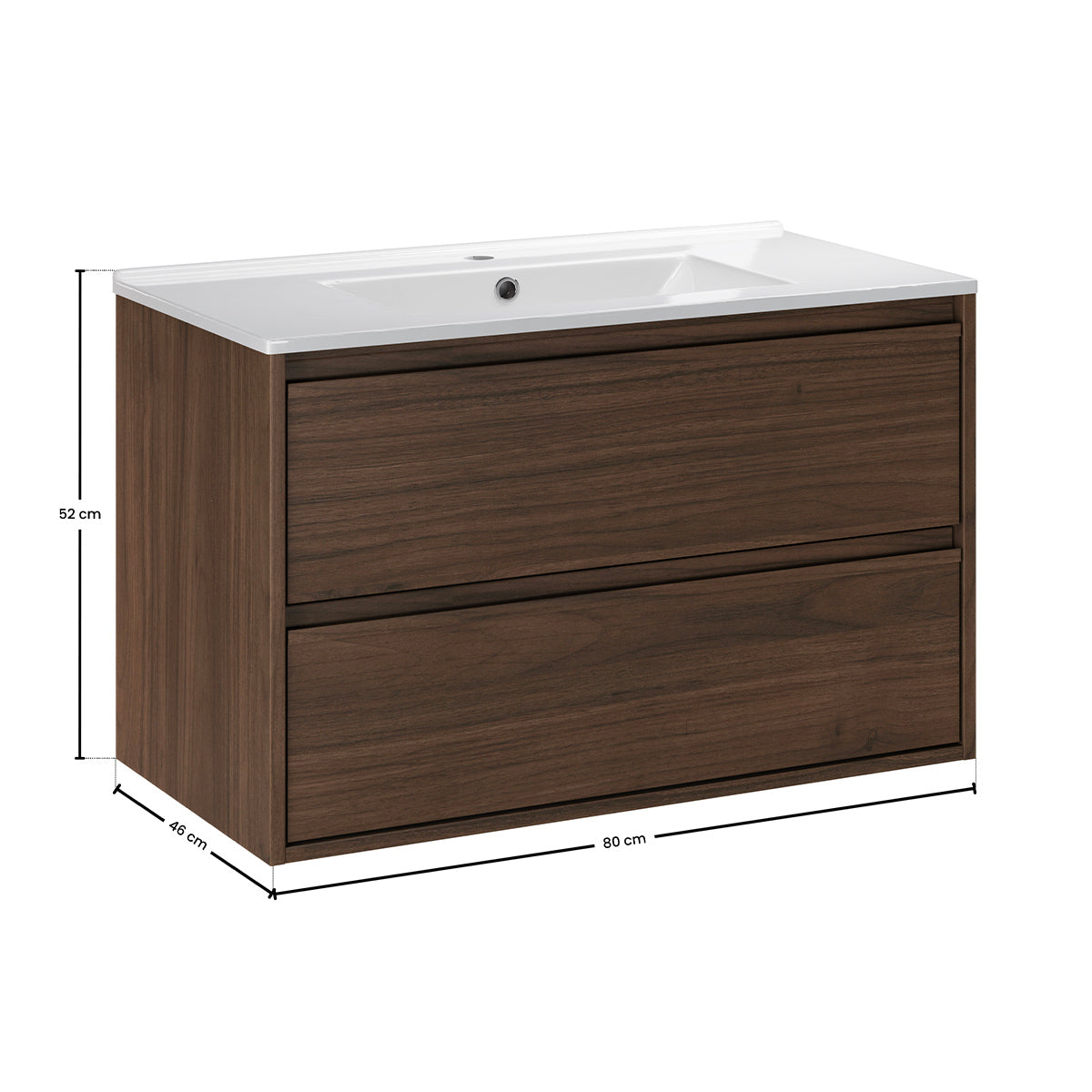 Ensemble meuble simple vasque encastrée 80cm et armoire miroir Edmé Bois foncé - vue 9
