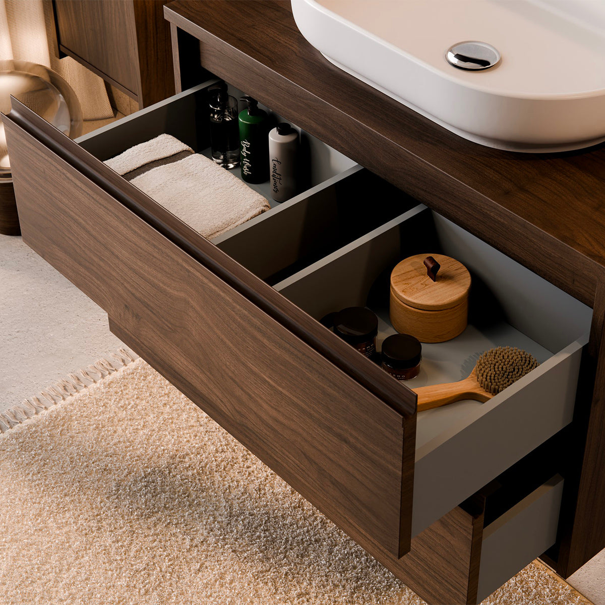 Meuble simple vasque 80cm Edmé Bois foncé - vue 8