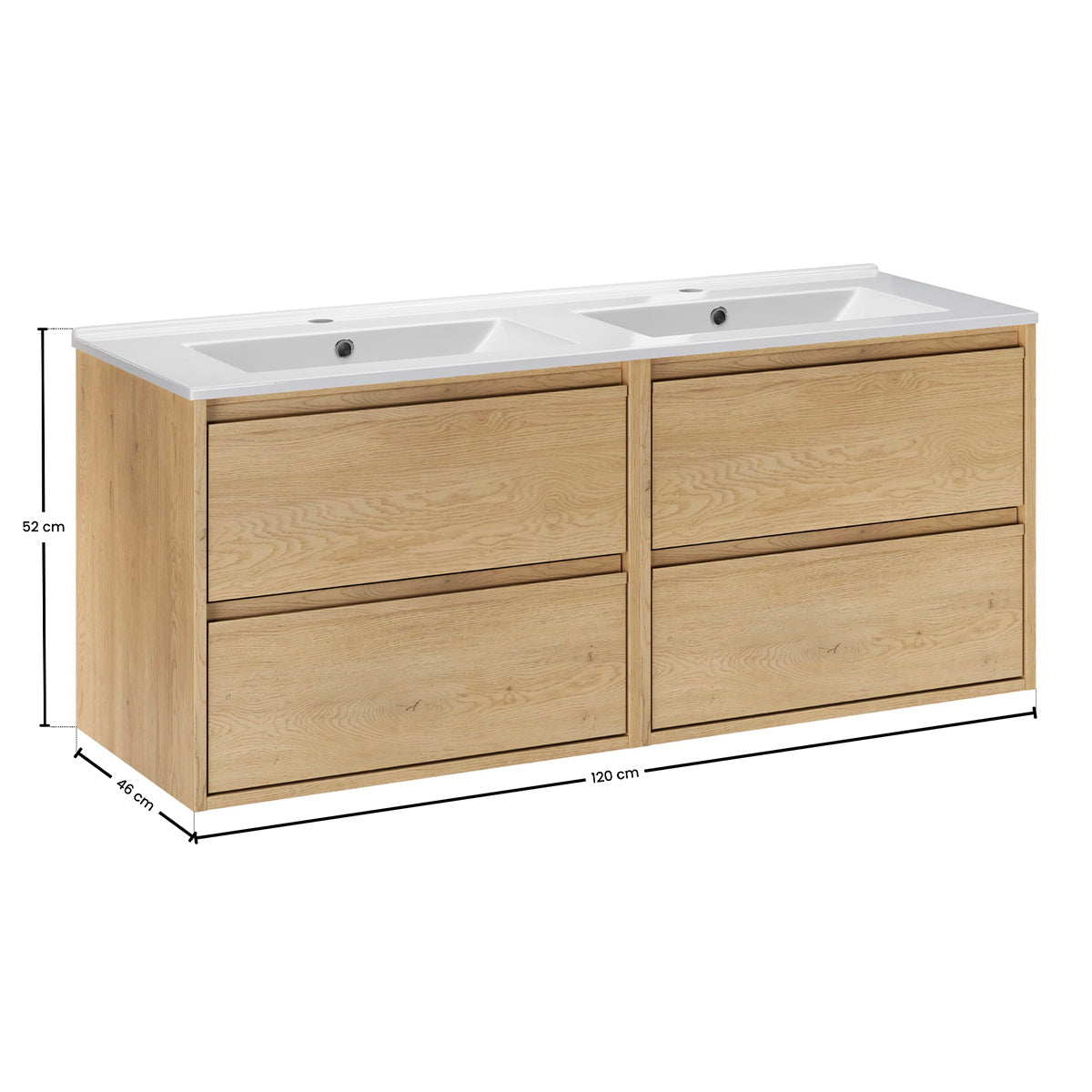 Ensemble meuble double vasque encastrée 120cm et colonne Edmé Bois - vue 9